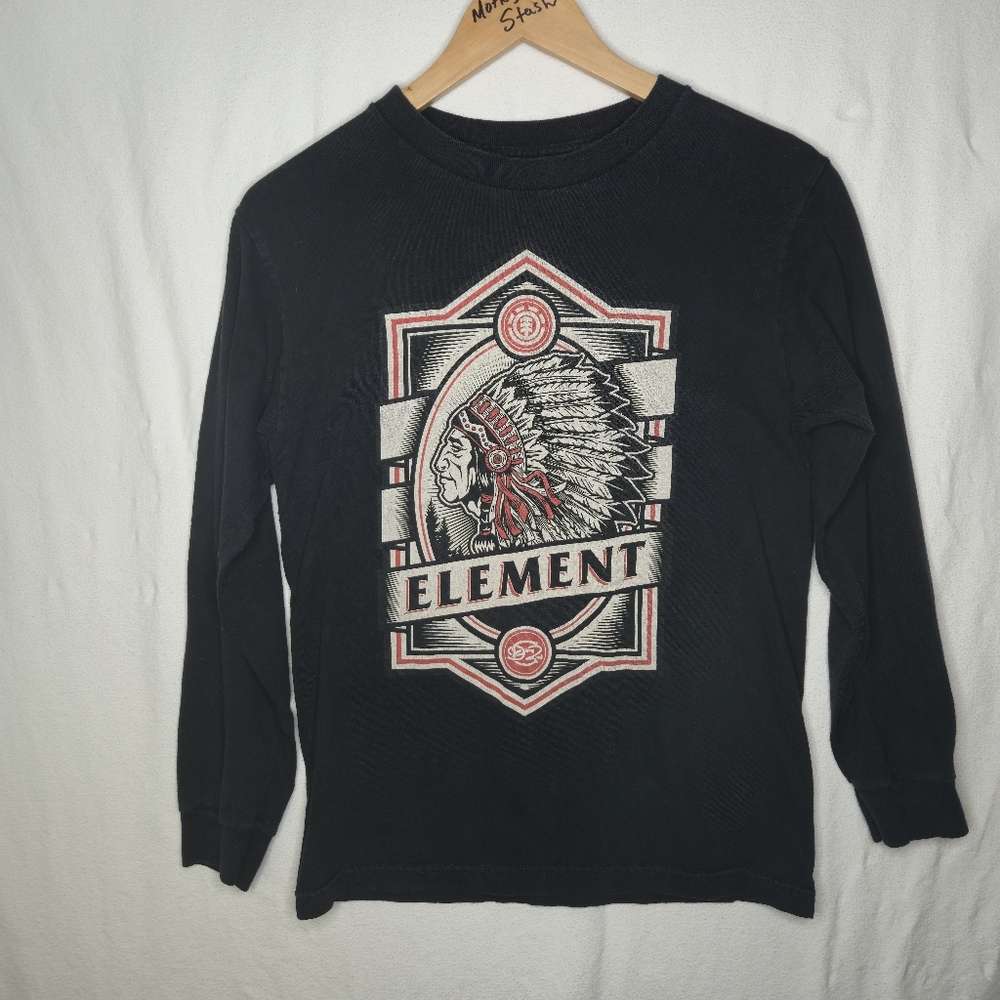 Element Men's Long Sleeved Tee Shirt With Native Graphic Size Small